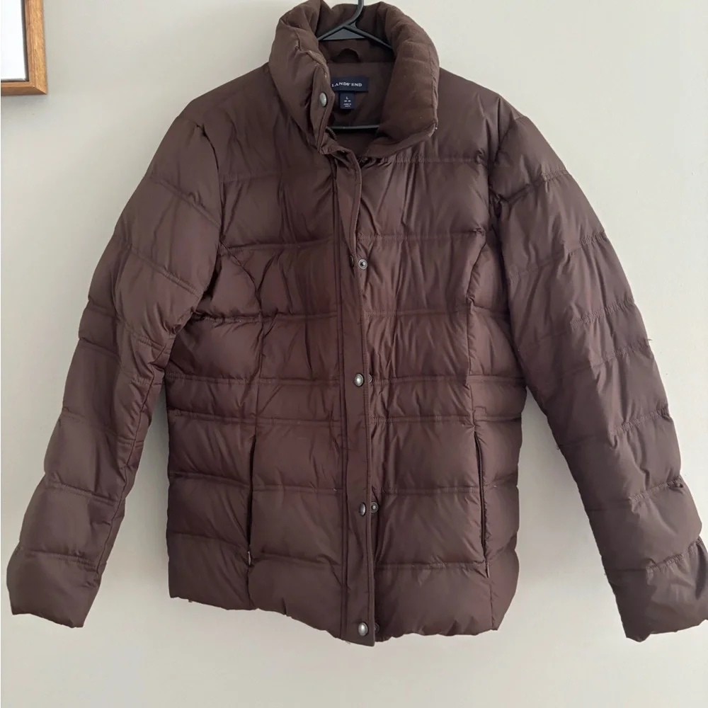 Lands' End Chocolate Brown Puffer Jacket - Picture 2 of 4
